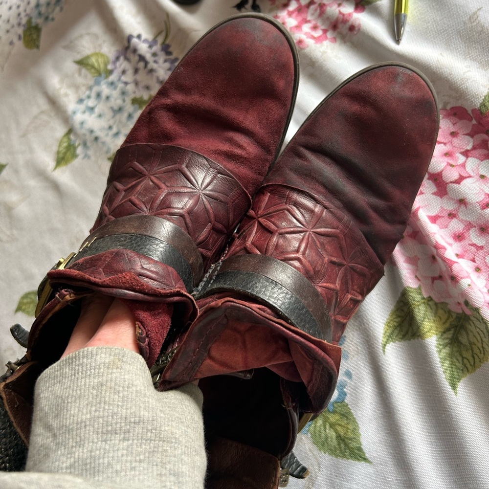 A.S.98 Italian Burgundy Ankle Boots Sz 40